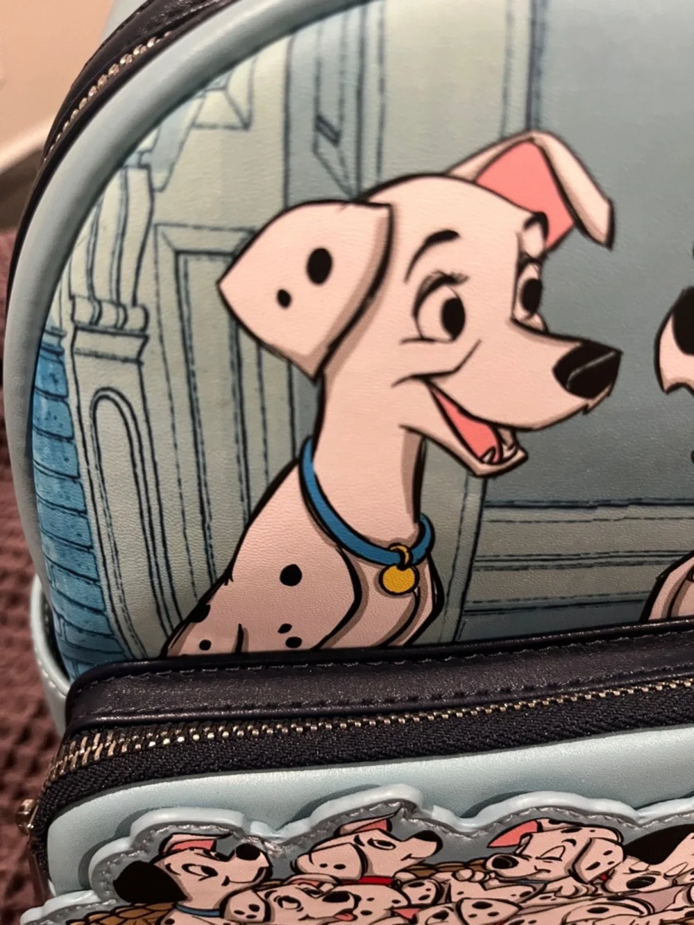 Disney Light Blue 101 Dalmatians Puppy Basket Mini Backpack Loungefly rare